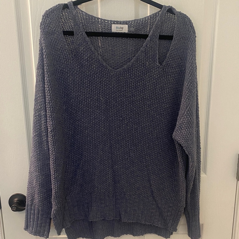 Bluivy Women's Charcoal V-Neck Sweater